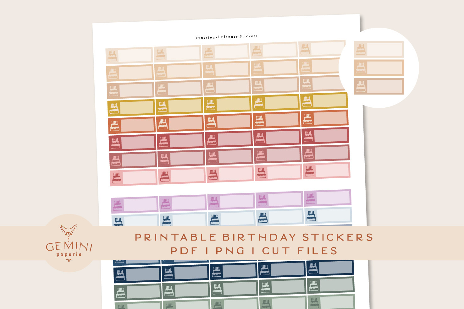 Family Planner Stickers: Birthday Printable Planner Stickers