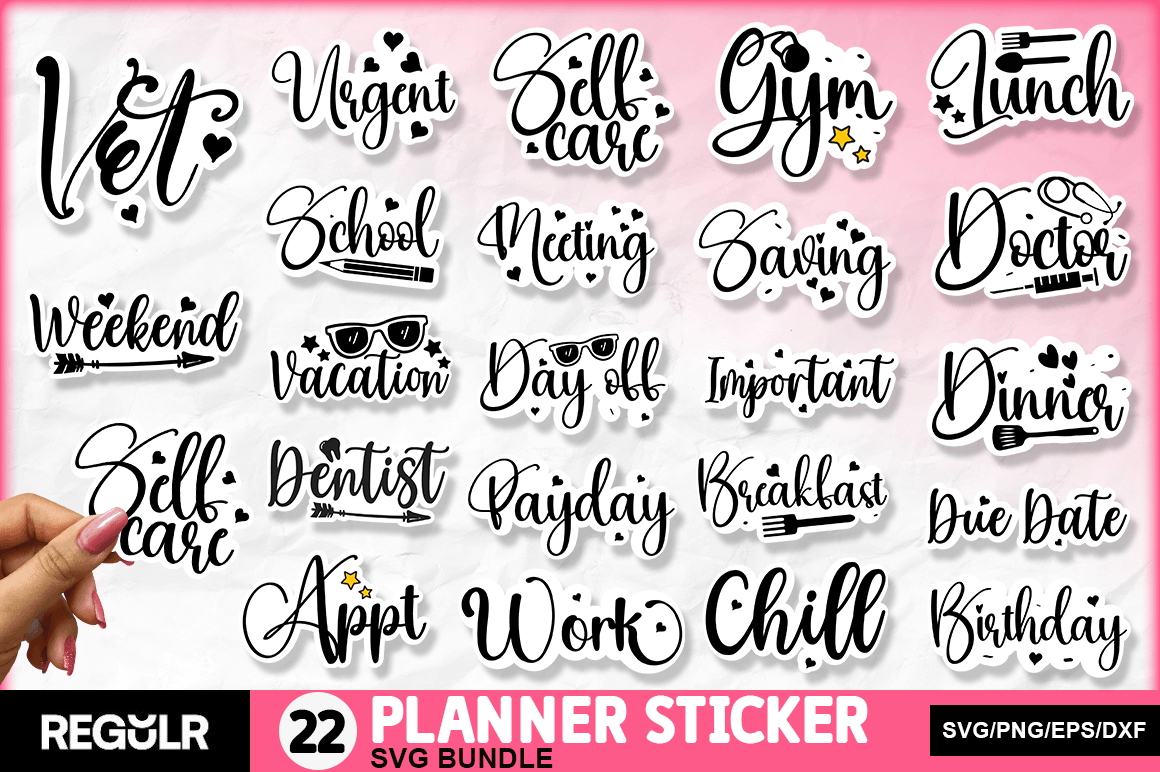 Family Planner Stickers: Planner Stickers SVG Bundle