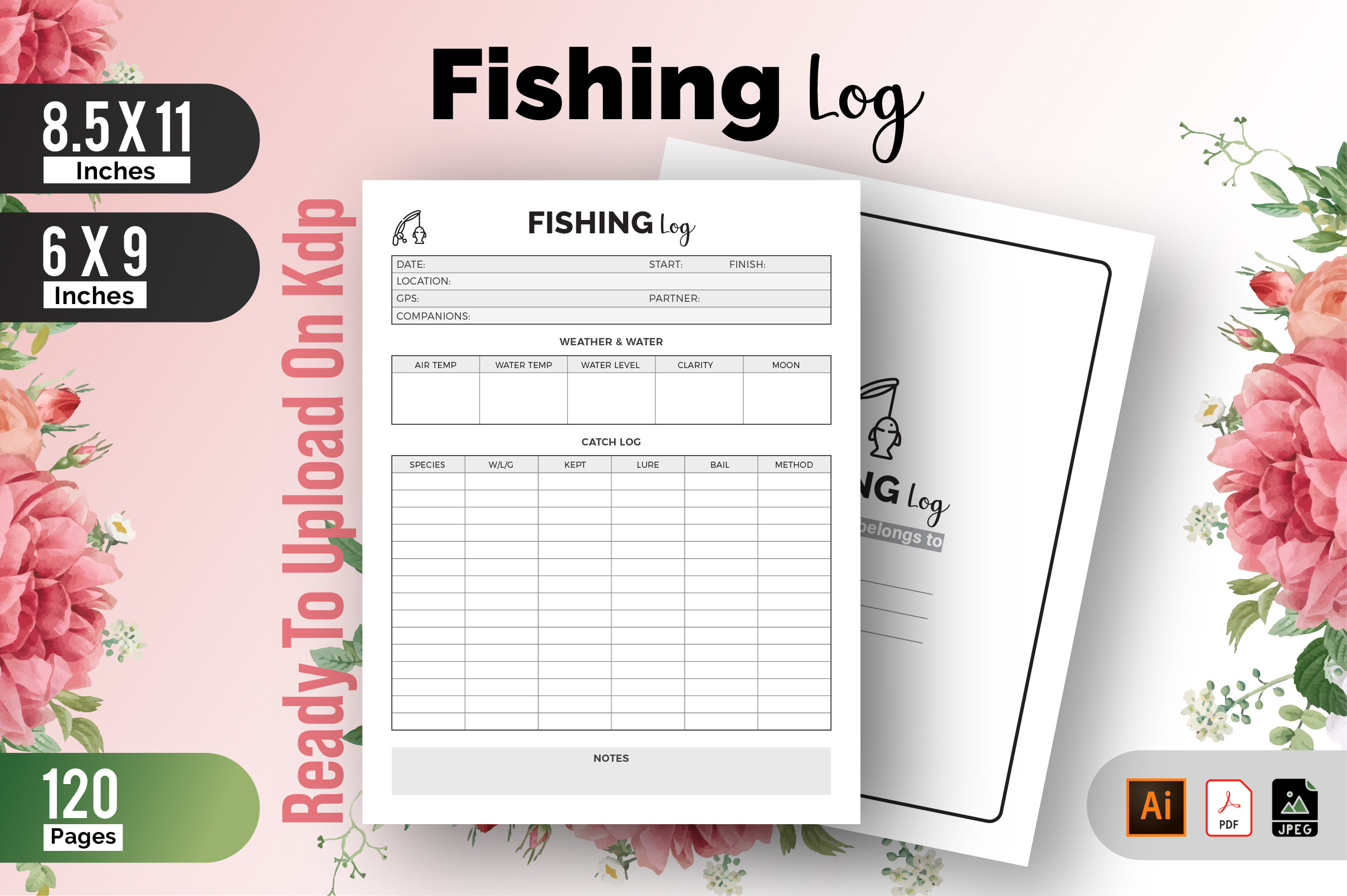 Fishing Log Book: Fishing Log Interior in Two Sizes with Illustrator Source original product preview