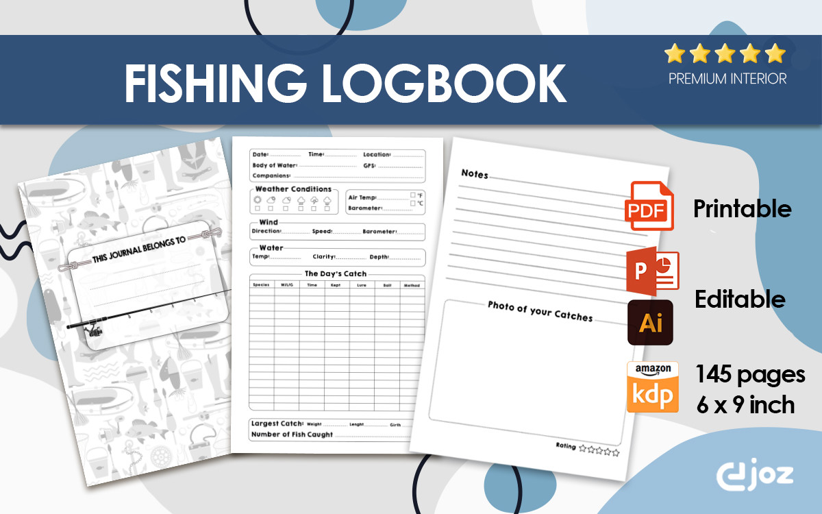 Fishing Log Book: 145-Page Fishing Interior with Multiple Editable Sources original product preview