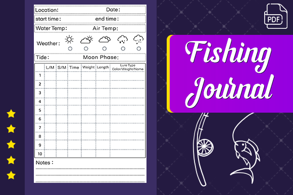 Fishing Log Book: Compact 120-Page Fishing Journal as a Print PDF original product preview