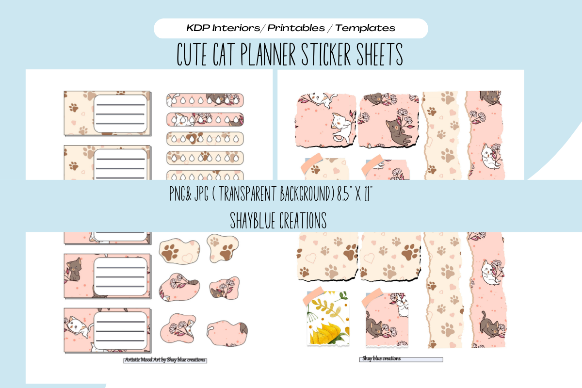 Functional Planner Stickers: Cat-Themed Functional Planner Sticker Sheets