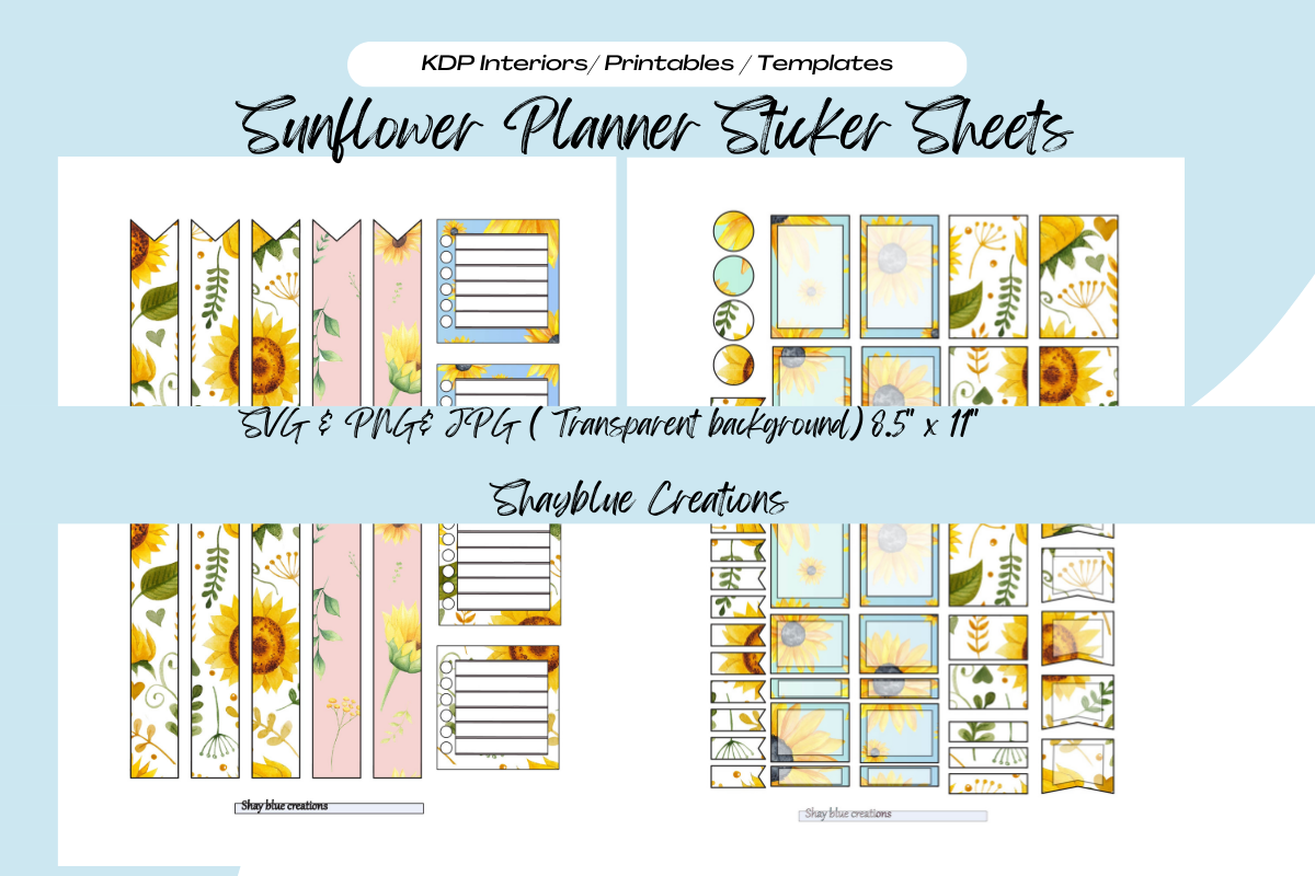 Functional Planner Stickers: Sunflower Functional Planner Sticker Sheets