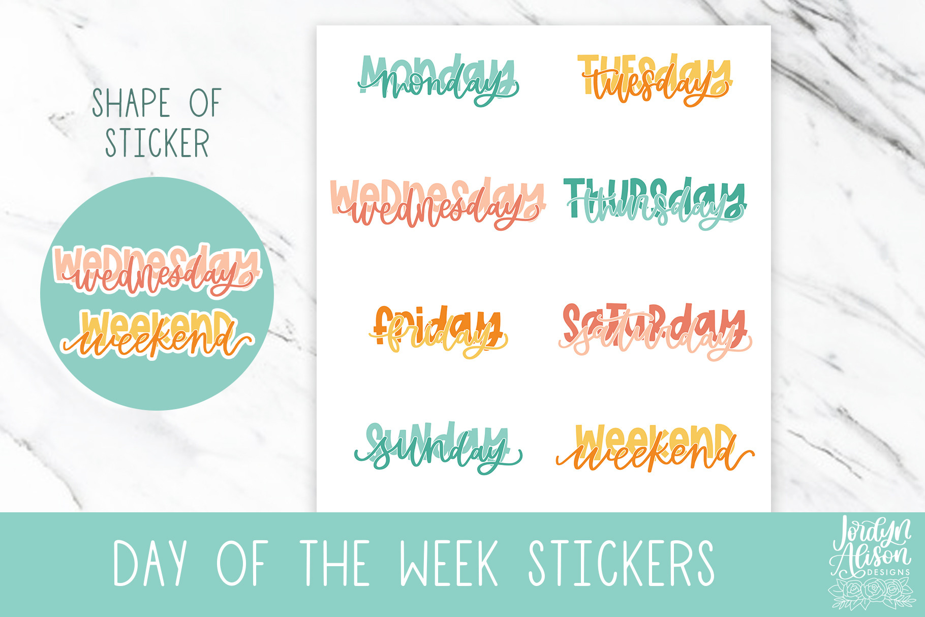 Functional Planner Stickers: Day-of-the-Week Functional Stickers