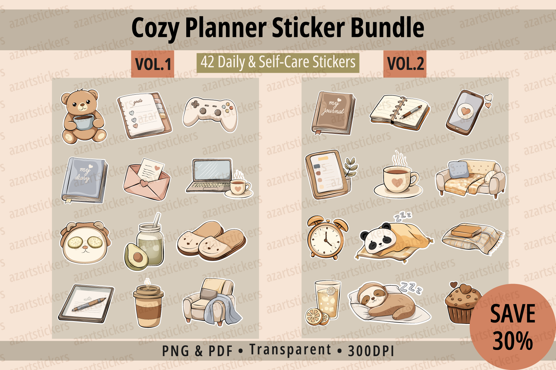 Functional Planner Stickers: Cozy Daily Routine and Productivity Sticker Bundle