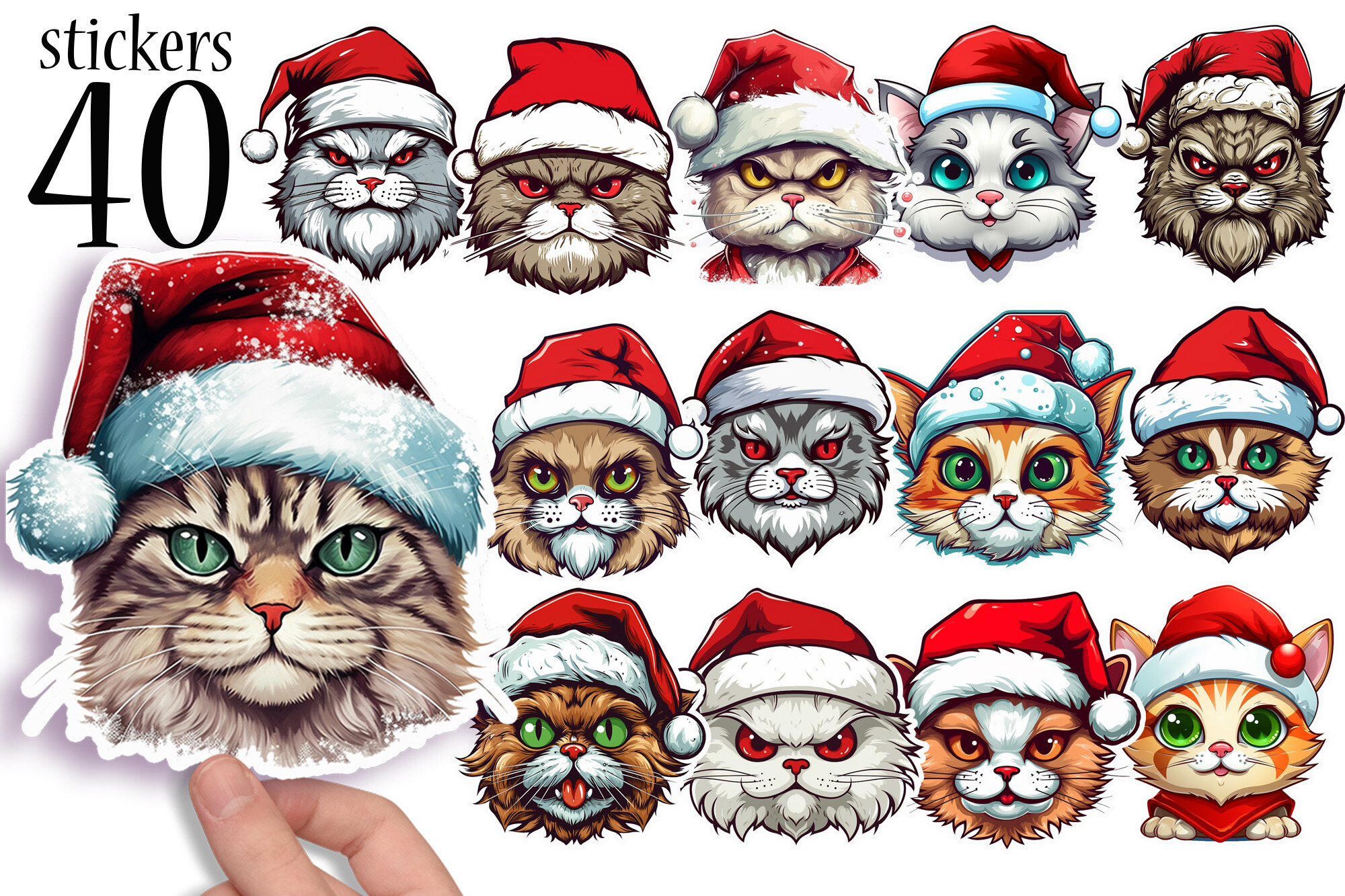 Christmas Cat Stickers: Forty Funny Cat Stickers Across Eight Letter Sheets original product preview