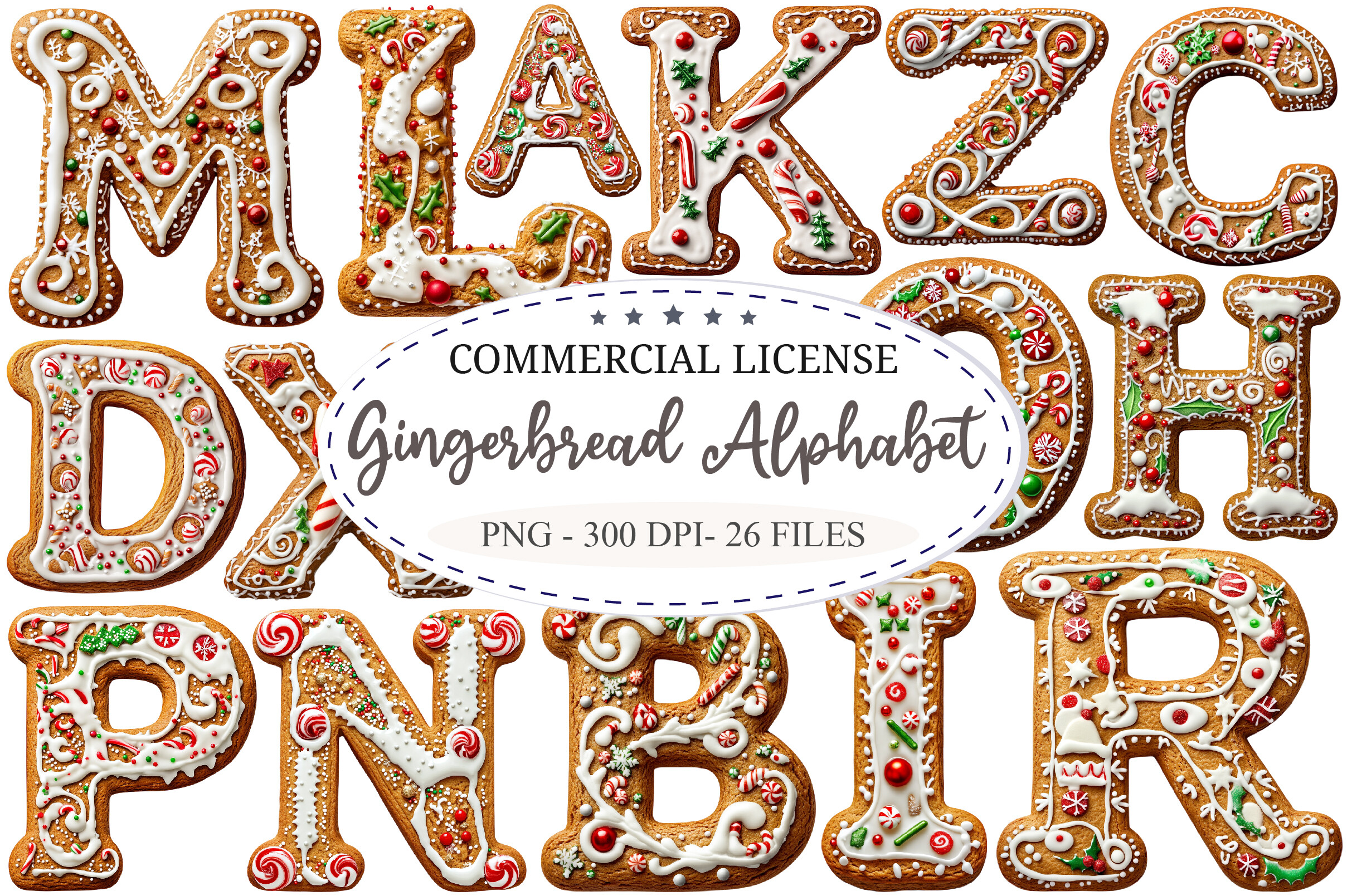 gingerbread stickers: Twenty-Six Cookie Letters for Custom Holiday Headings original product preview