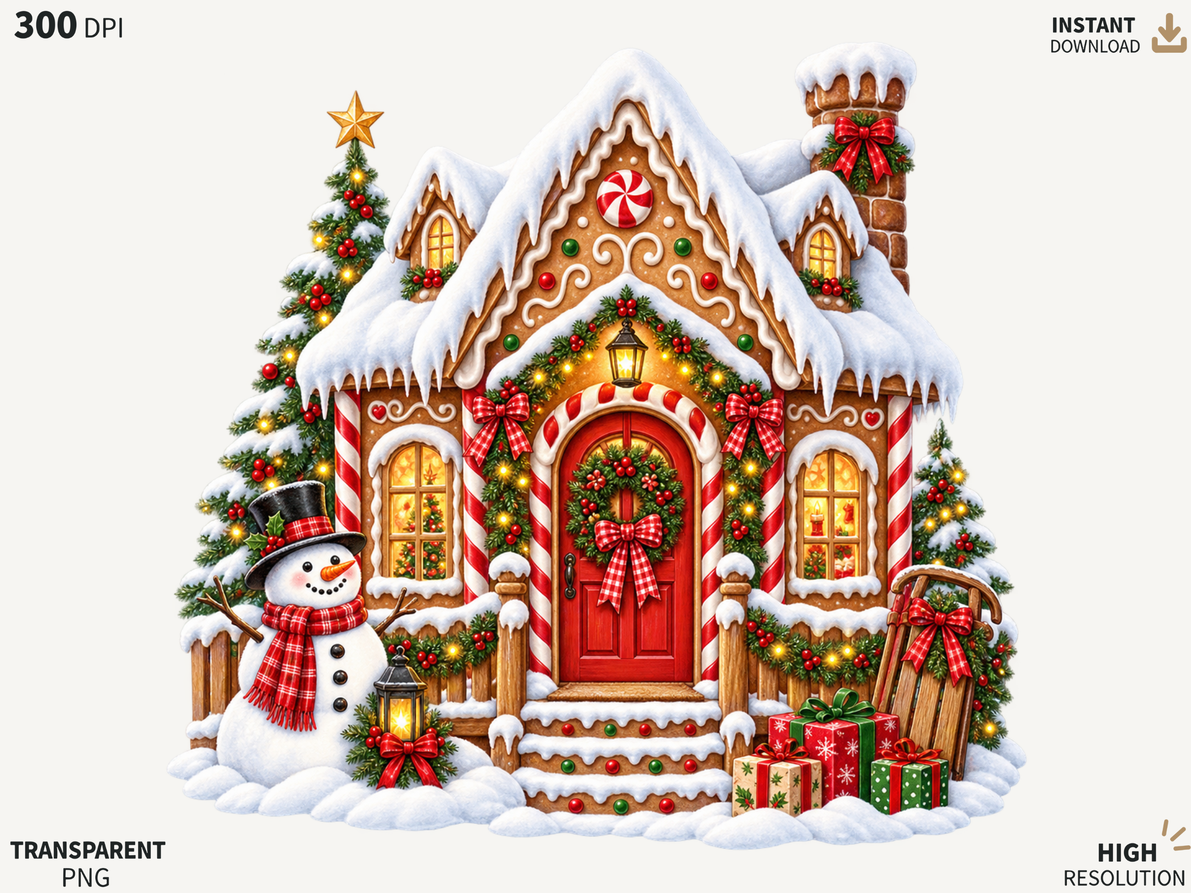 gingerbread stickers: A Snowy Gingerbread Cottage with a Clear Pixel Size original product preview