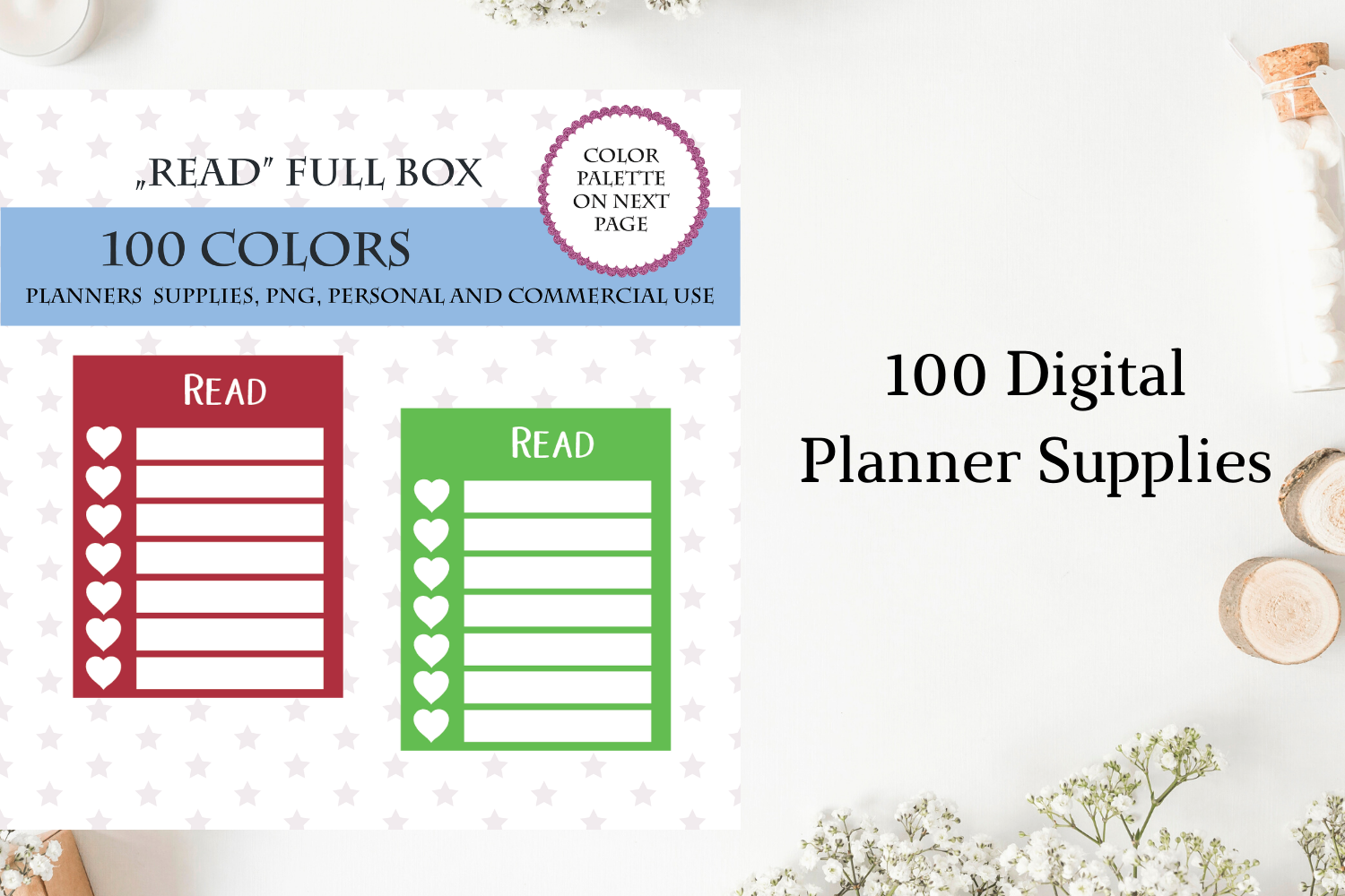 Habit Tracker Stickers: Weekly Reading Tracker Full Boxes