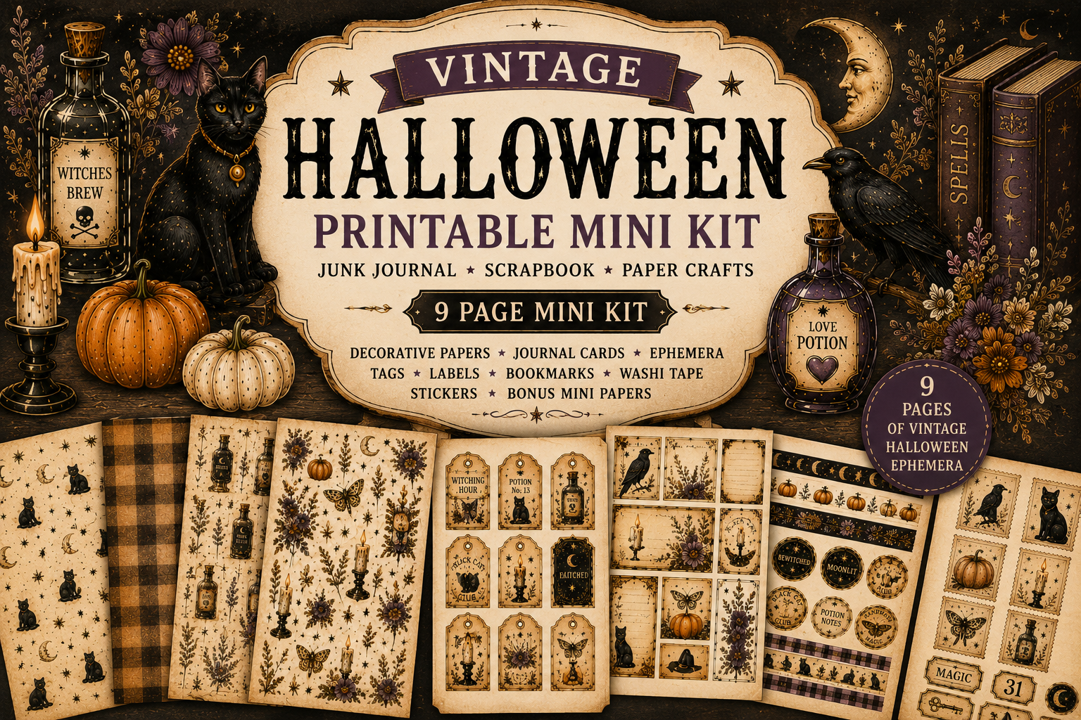 halloween journal: A Nine-Page Vintage Halloween Mini Kit original product preview