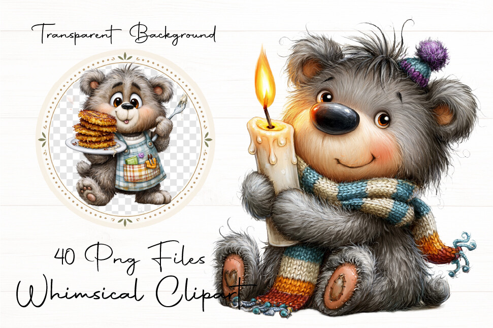 hanukkah stickers: Forty Transparent Hanukkah Teddy Bear Illustrations original product preview