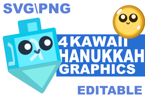 hanukkah stickers: Four Kawaii Hanukkah Food and Dreidel Characters original product preview