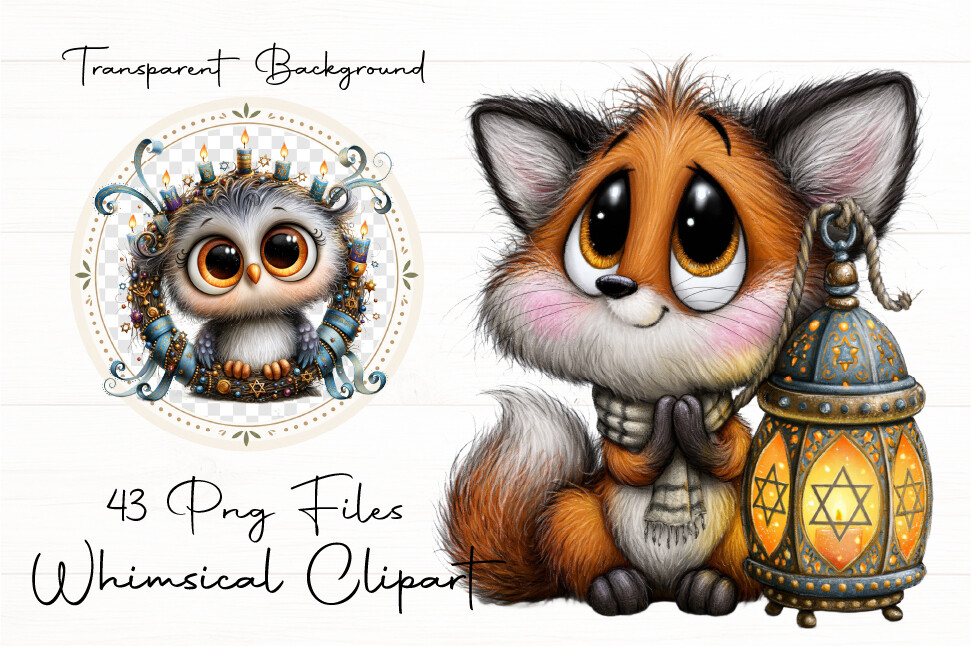 hanukkah stickers: Forty-Three Woodland Animal PNGs for Holiday Journal Accents original product preview