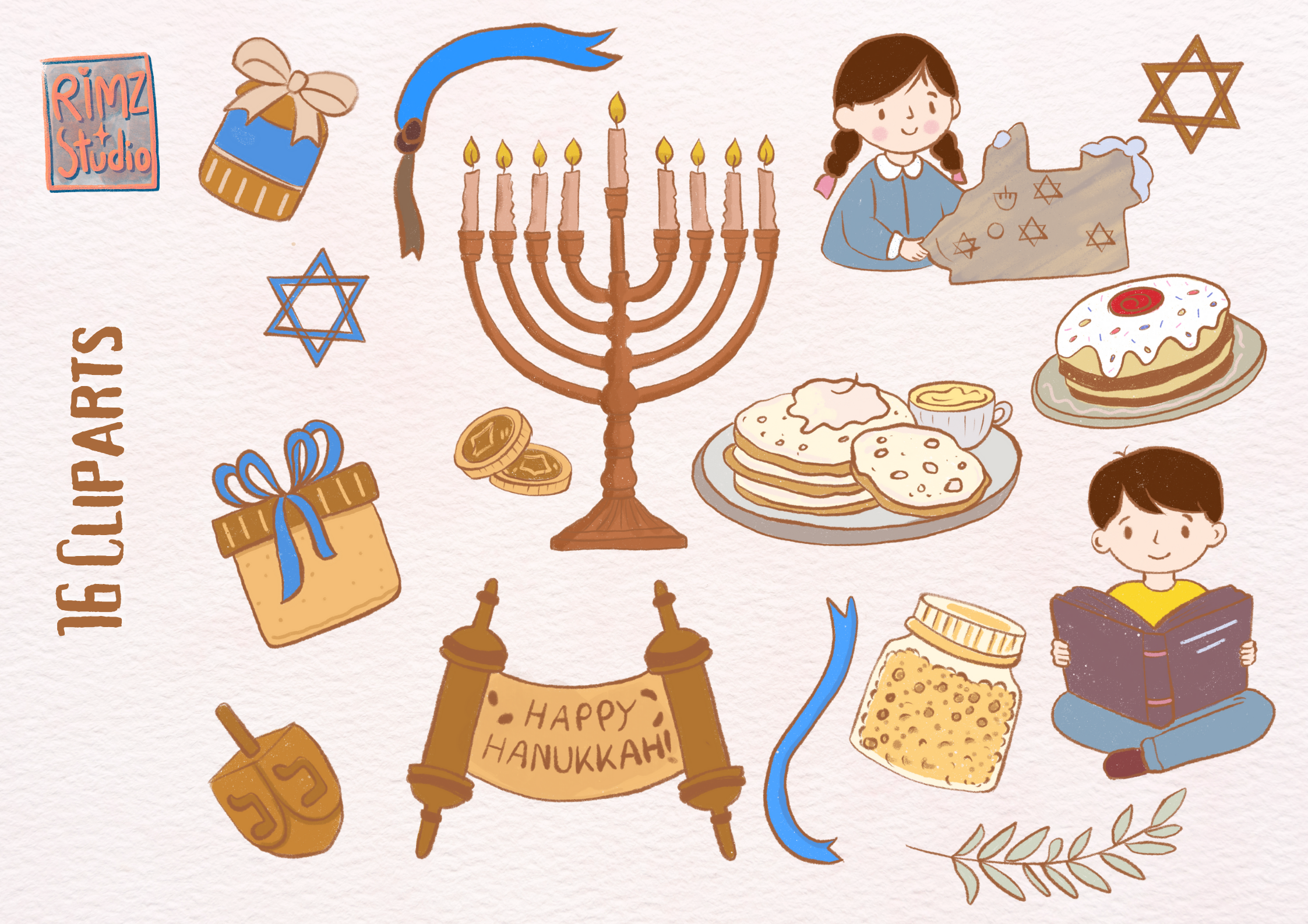 hanukkah stickers: Sixteen Transparent Hanukkah PNGs for Planner Arrangements original product preview