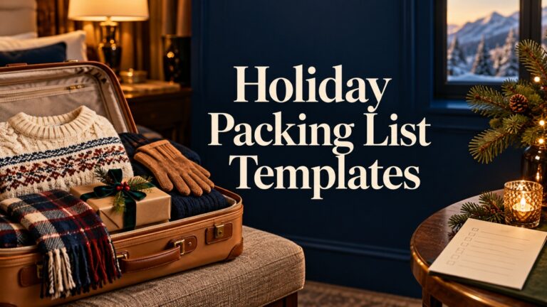 Holiday Packing List editorial cover with centered title