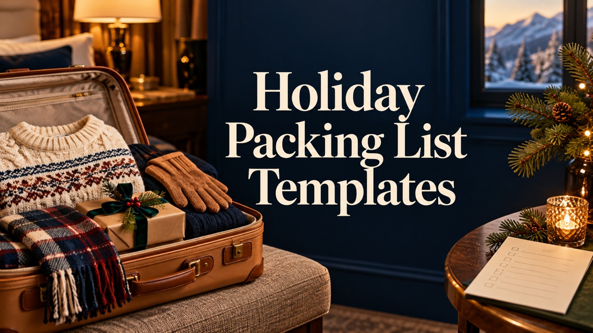 Holiday Packing List editorial cover with centered title