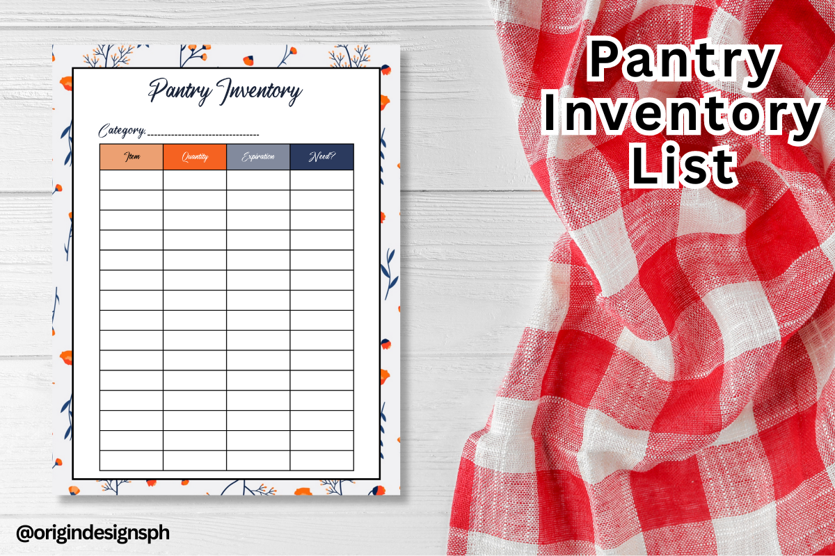 holiday pantry inventory: A Single Pantry Inventory Design in PDF and PNG original product preview