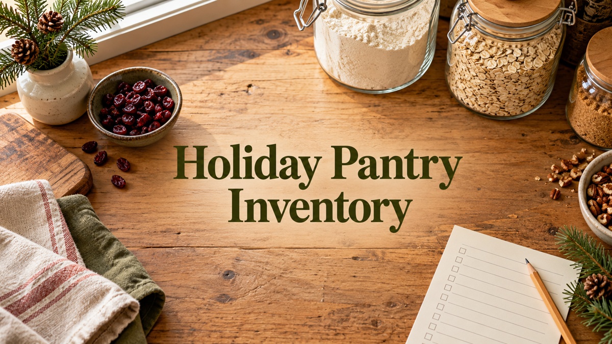 holiday pantry inventory with realistic themed planners and stationery
