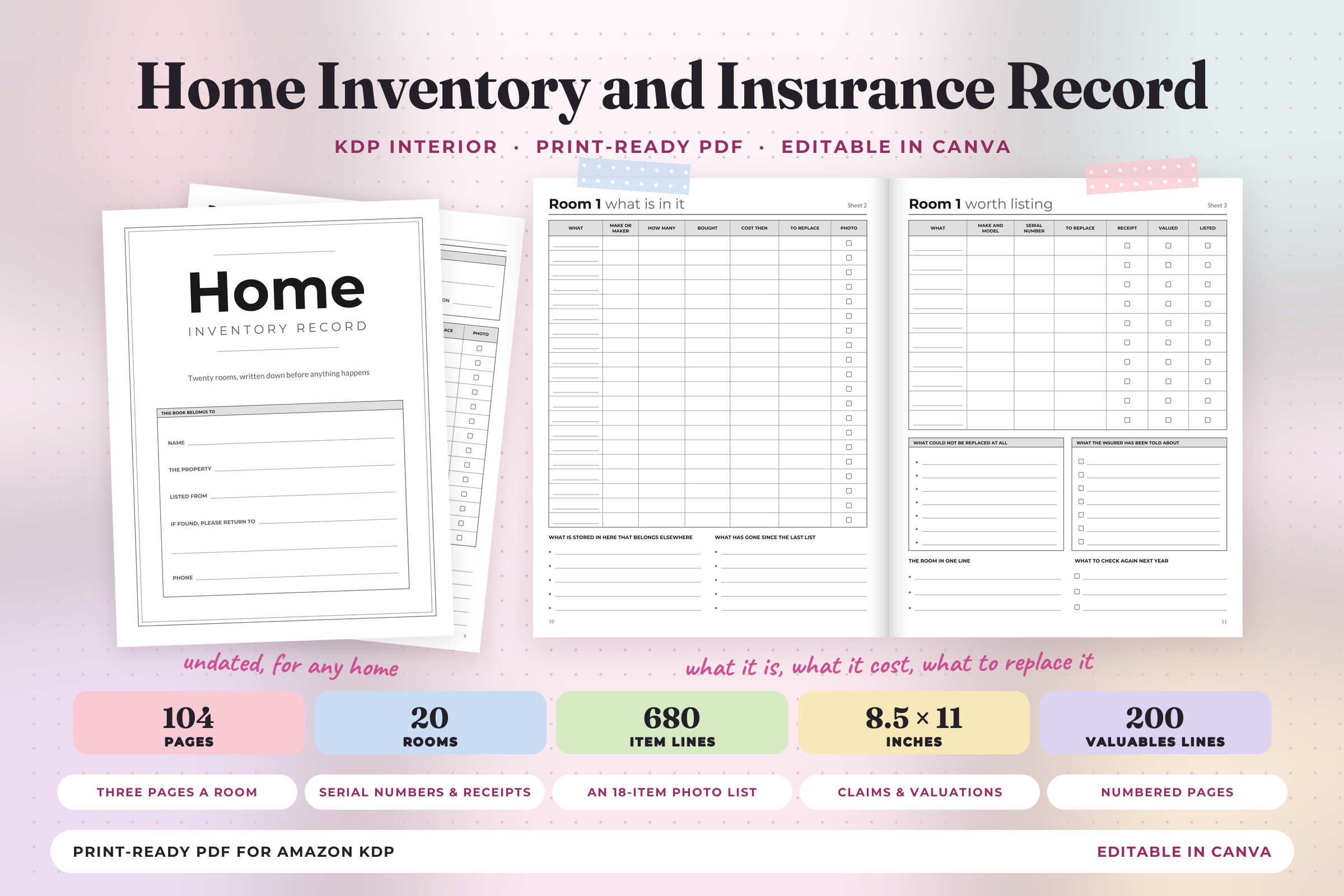 Home Inventory Planner: Home Inventory & Insurance Record by Print Magic StudioX