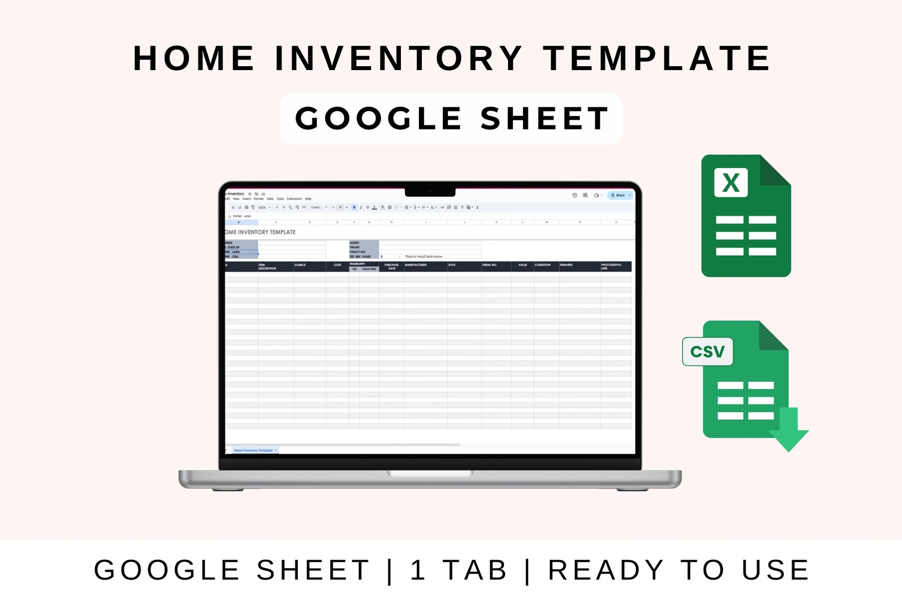 Home Inventory Planner: Home Inventory Template by Realtor Templates