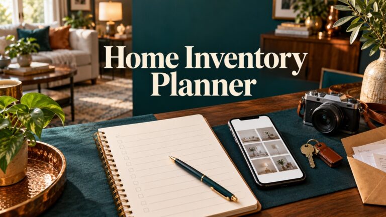 Home Inventory Planner with realistic planner and themed objects