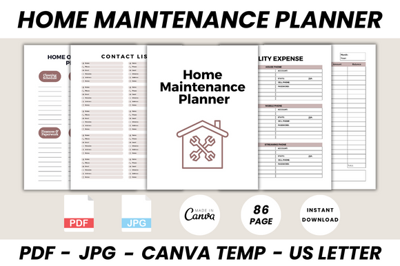 Home Maintenance Planner — Home Maintenance Planner Canva Template