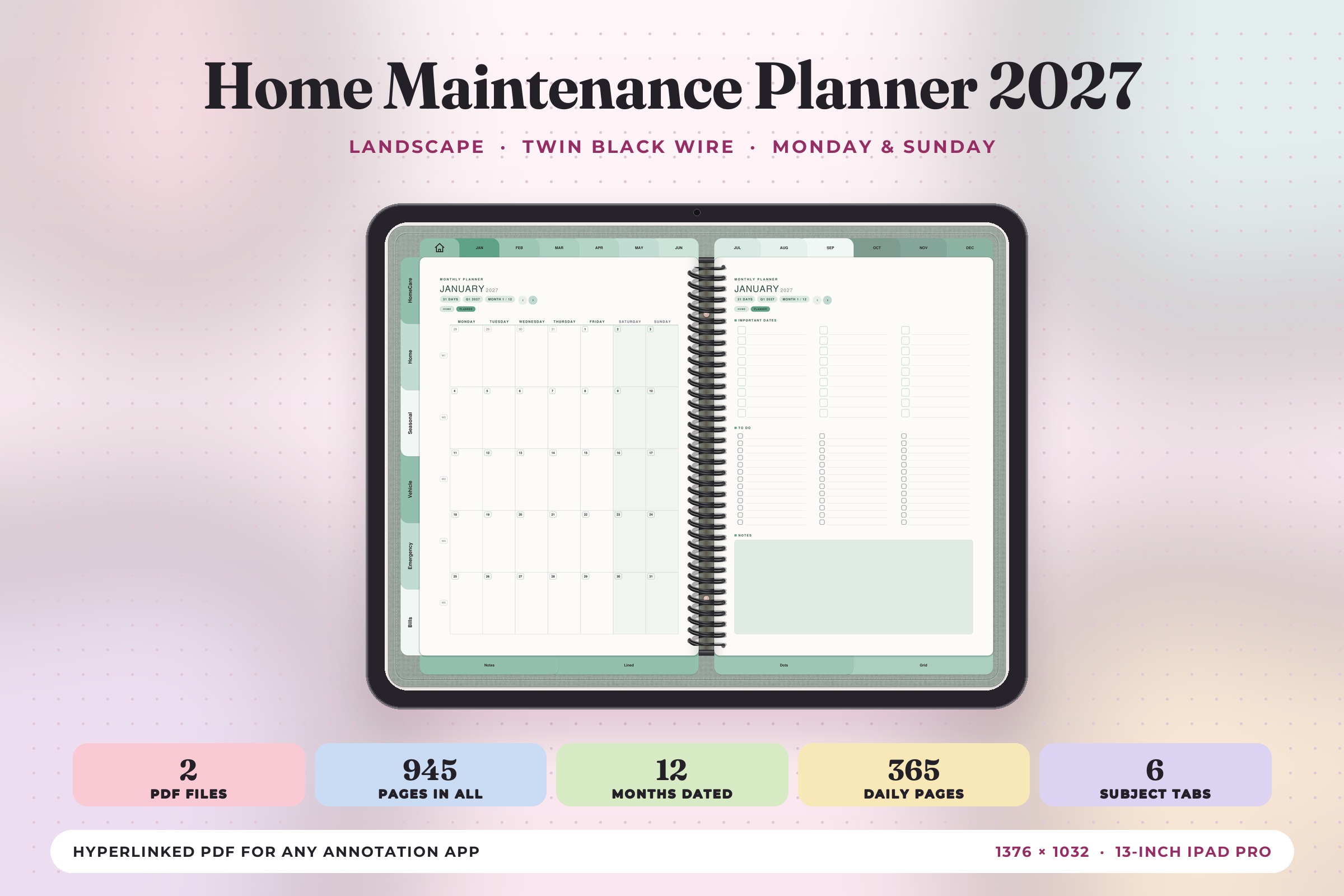 Home Maintenance Planner — Home Maintenance Planner 2027 Landscape