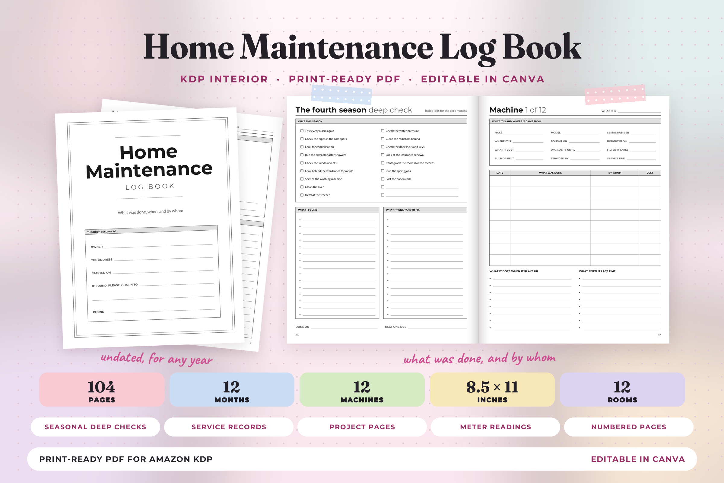 Home Maintenance Planner — Home Maintenance Log Book