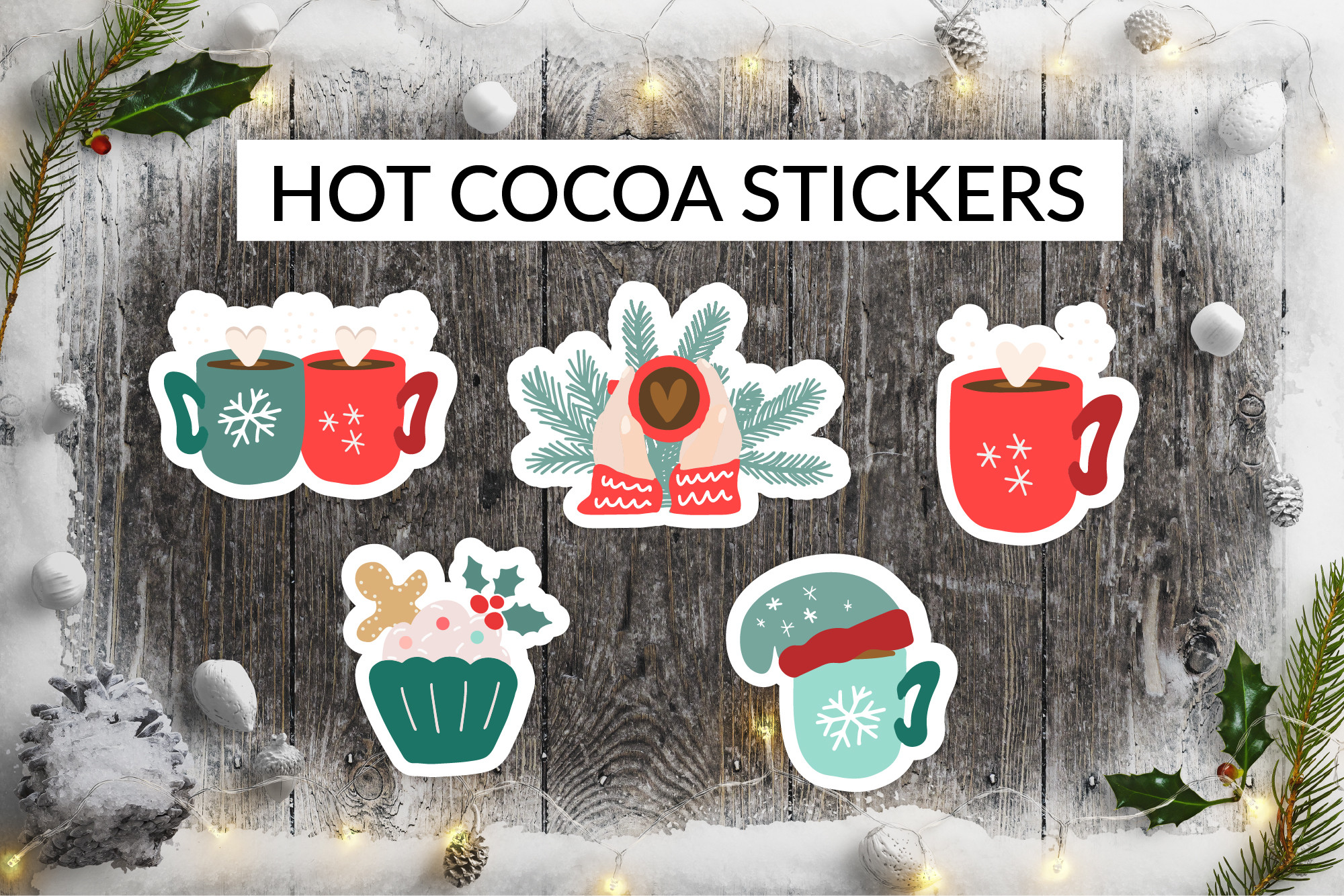Hot Chocolate Stickers: Five Winter Motifs with Cocoa Cups and Coordinating Accents original product preview