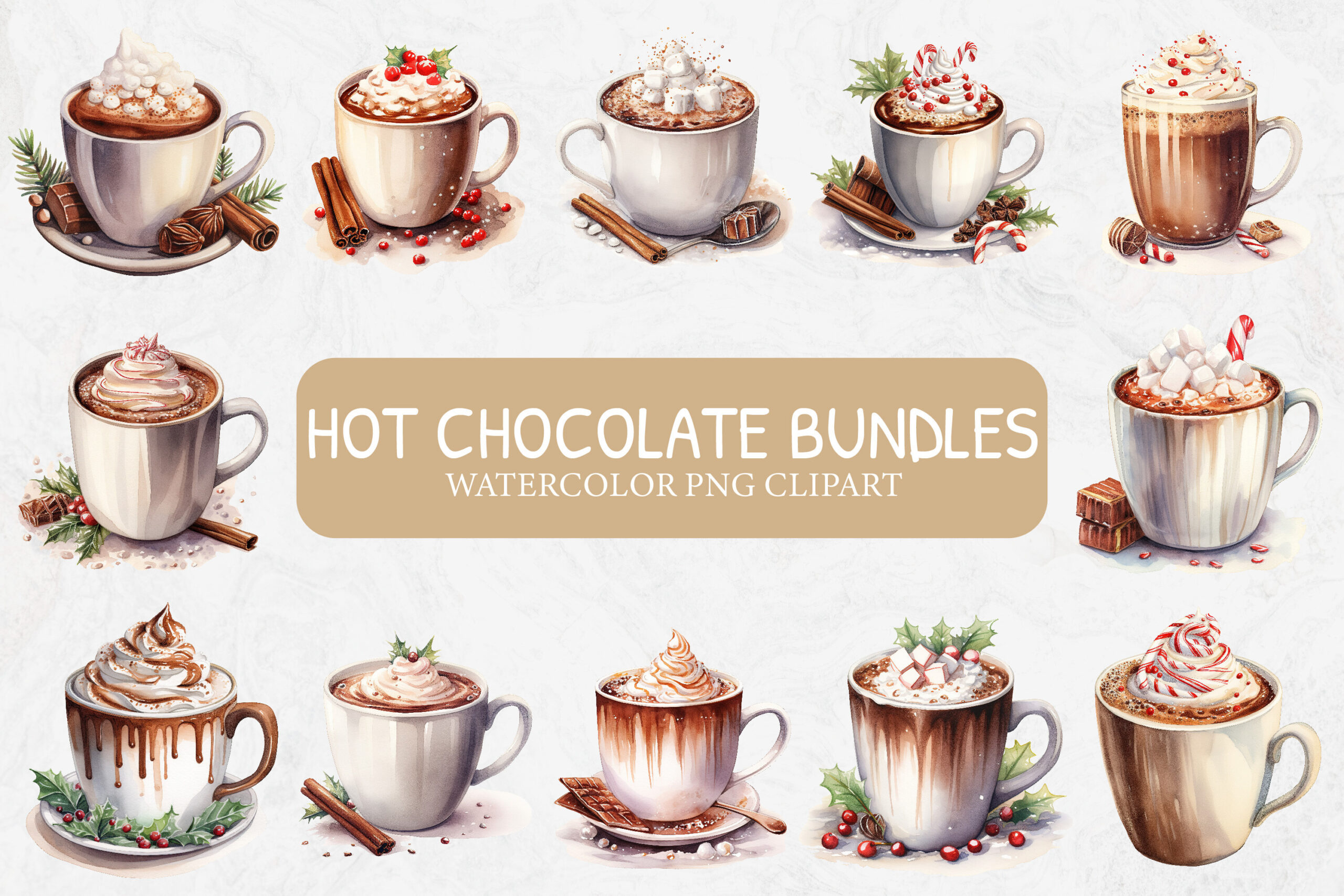 Hot Chocolate Stickers: Twelve Detailed Watercolor Cocoa Illustrations original product preview