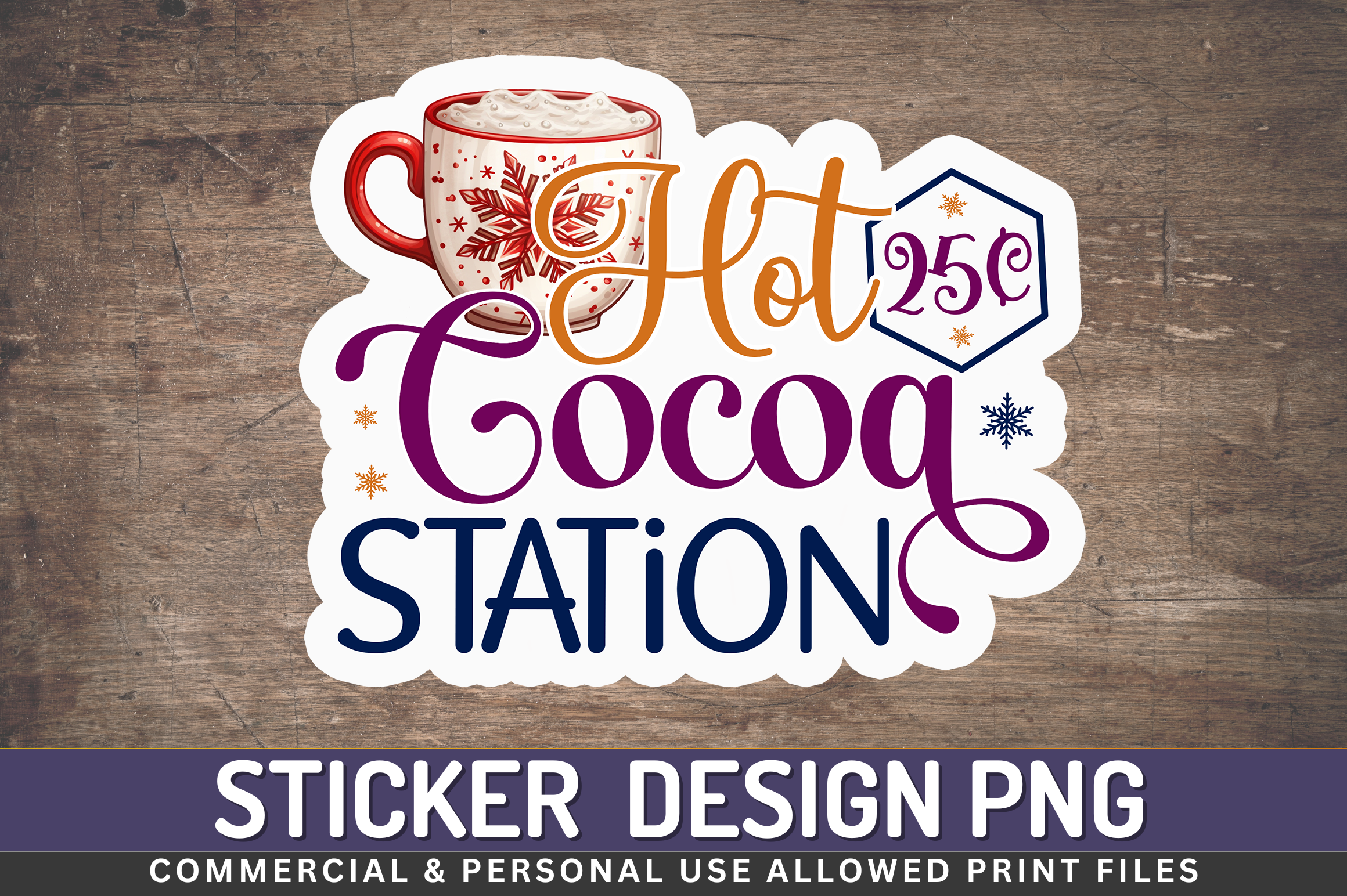 Hot Chocolate Stickers: Hot Cocoa Station Lettering with Mug Artwork original product preview