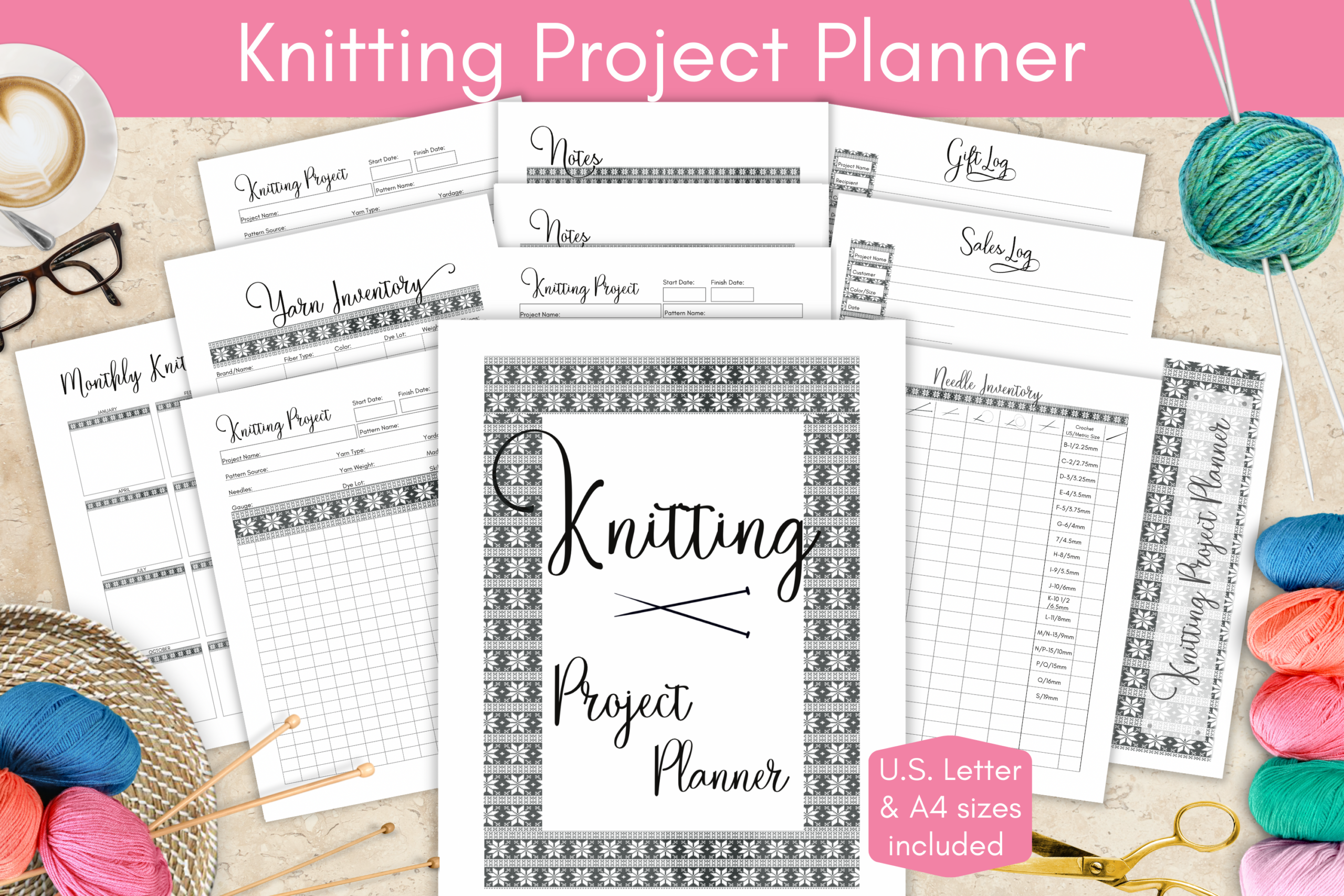Knitting Planner: Knitting Project Kit with Yarn, Needle and Gift Records original product preview