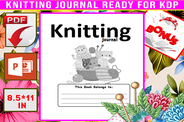 Knitting Planner: Knitting Journal Interior with Editable PowerPoint Source original product preview