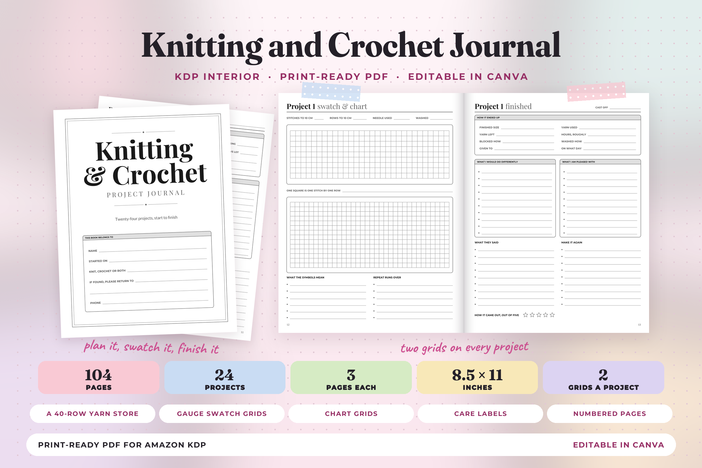 Knitting Planner: Combined Knitting and Crochet Journal for Twenty-Four Projects original product preview