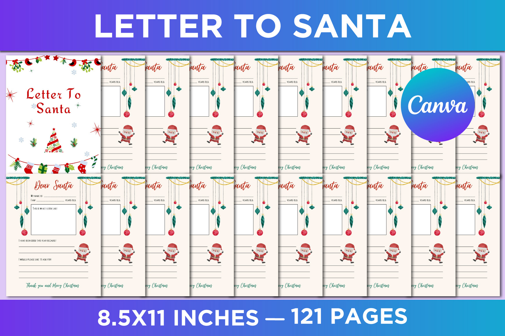 letter to santa templates: Long Canva Letter Interior by SM INTERIOR original product preview