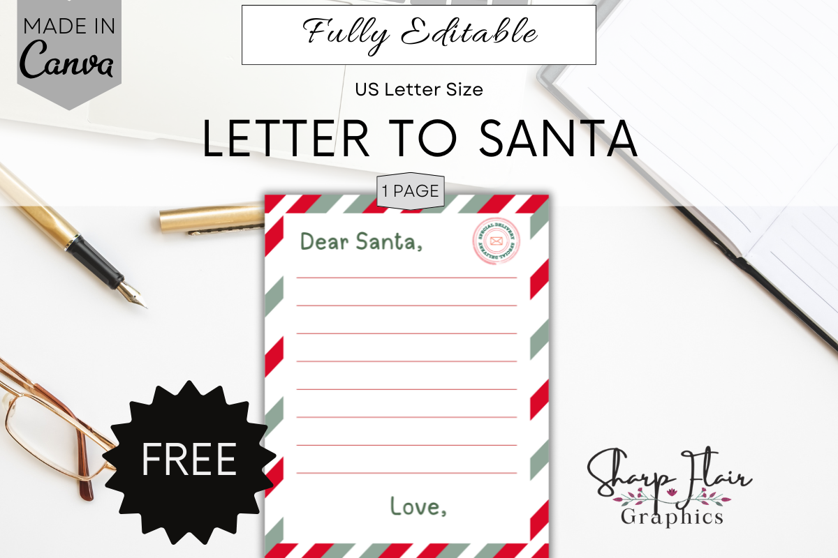 letter to santa templates: One-Page Canva Letter by Sharp Flair original product preview