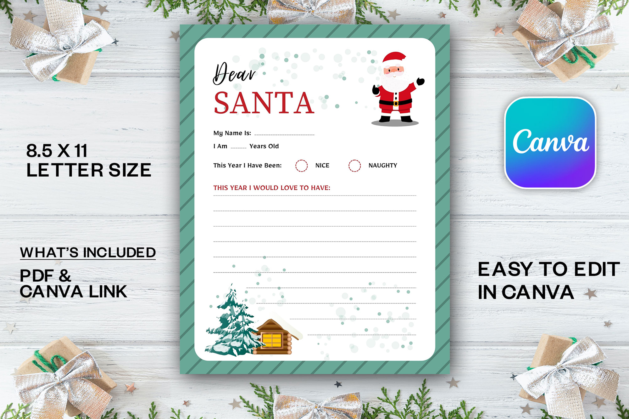 letter to santa templates: Canva Christmas Letter by azharmac original product preview