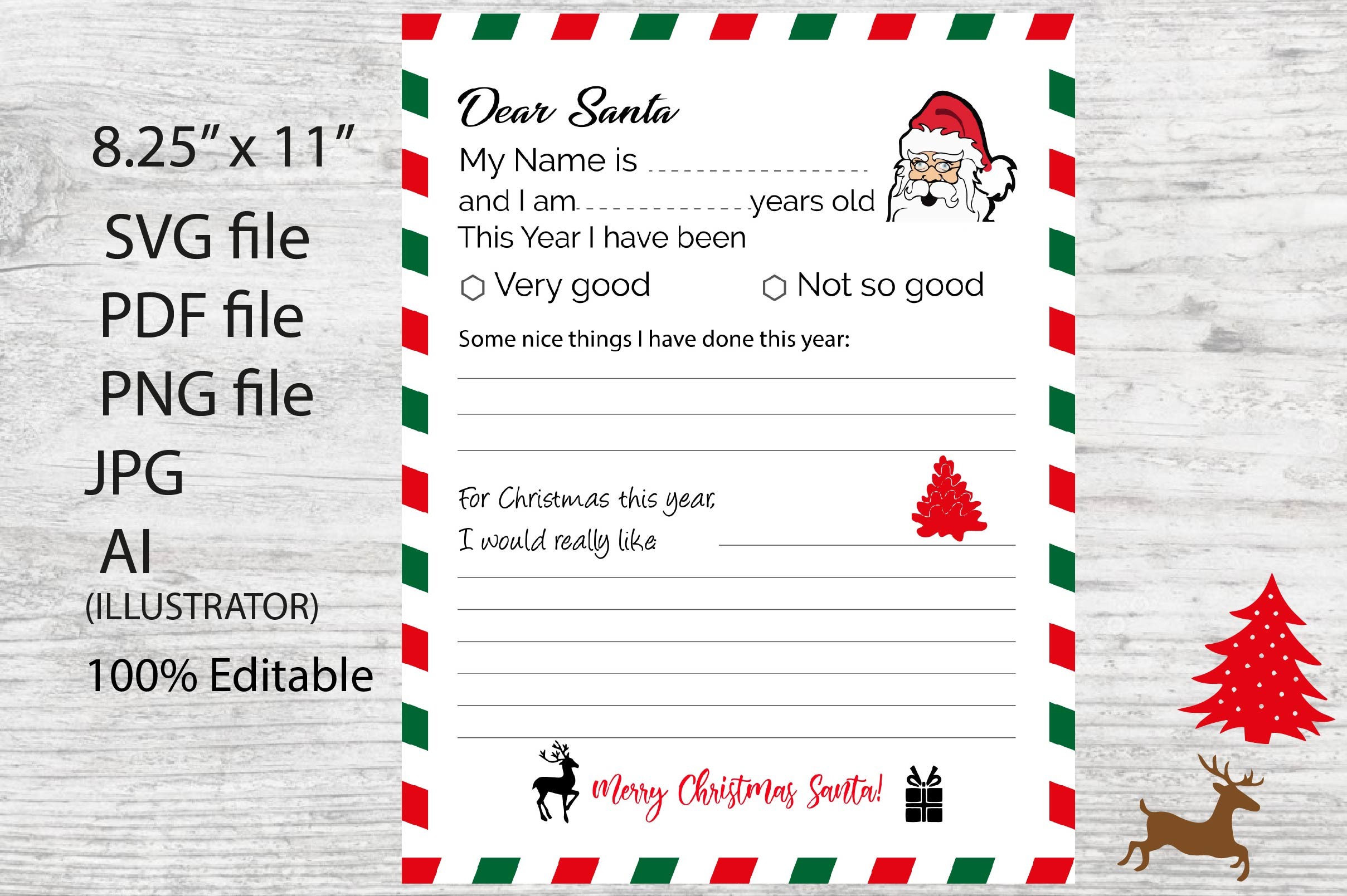 letter to santa templates: Fill-In Kids Letter with Vector Files original product preview
