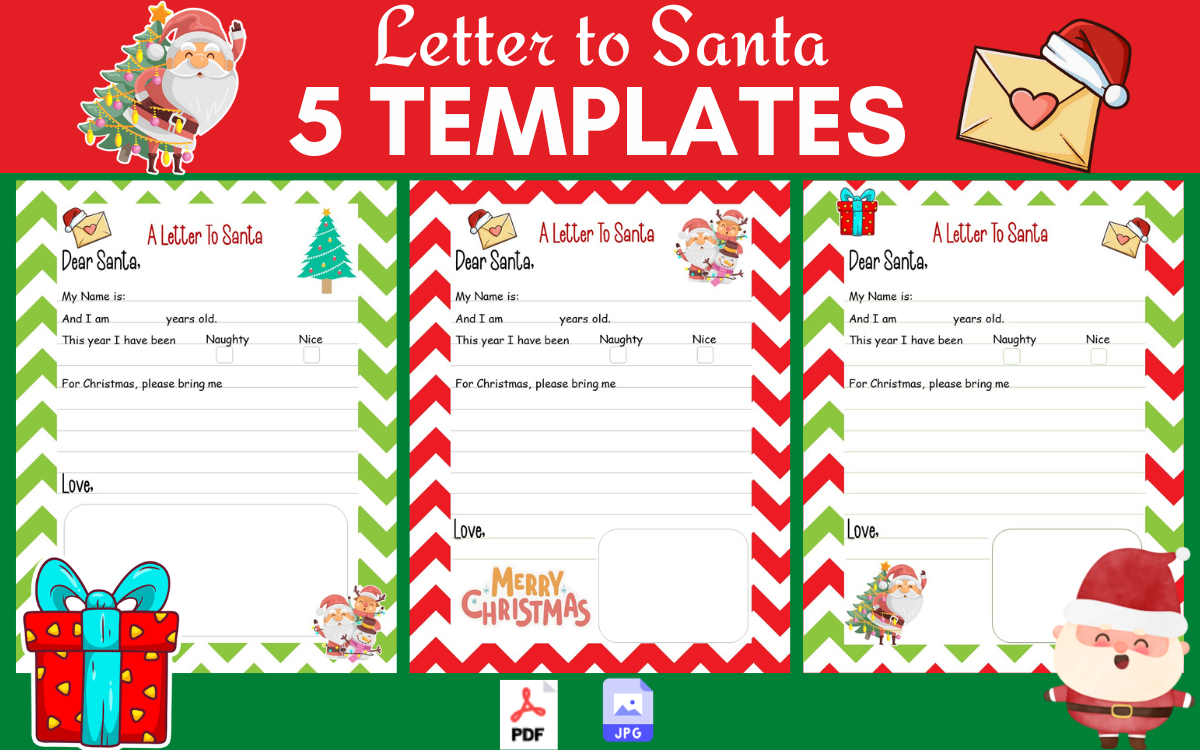letter to santa templates: Five Santa Letter Templates by Nice Spot original product preview