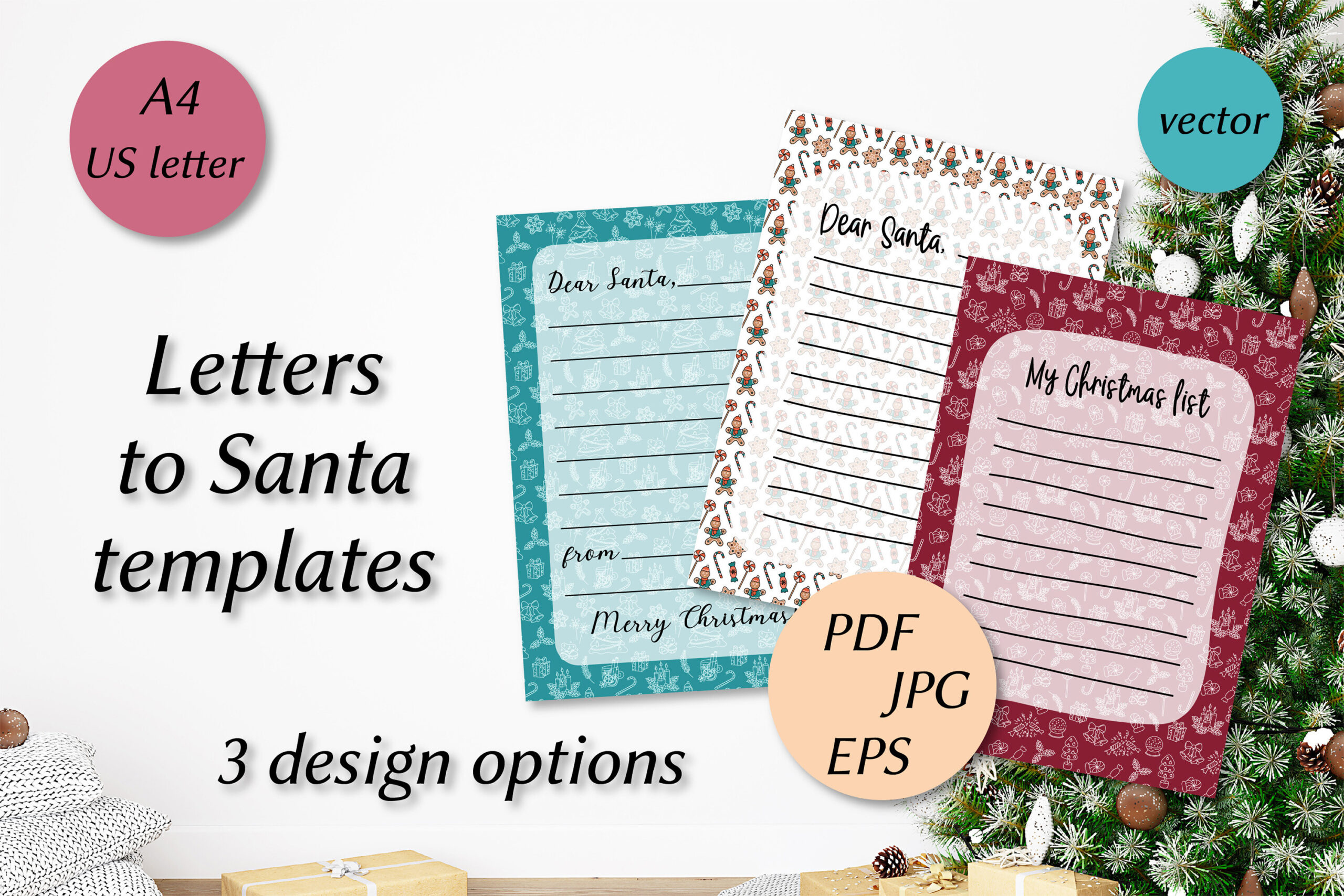 letter to santa templates: Three-Design Letter Set by AnnaViolet original product preview