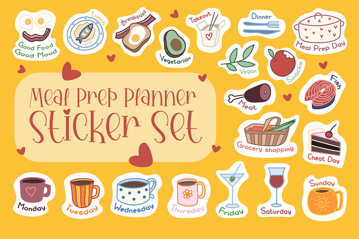 Meal Planner Stickers: Meal Prep Planner Sticker Set