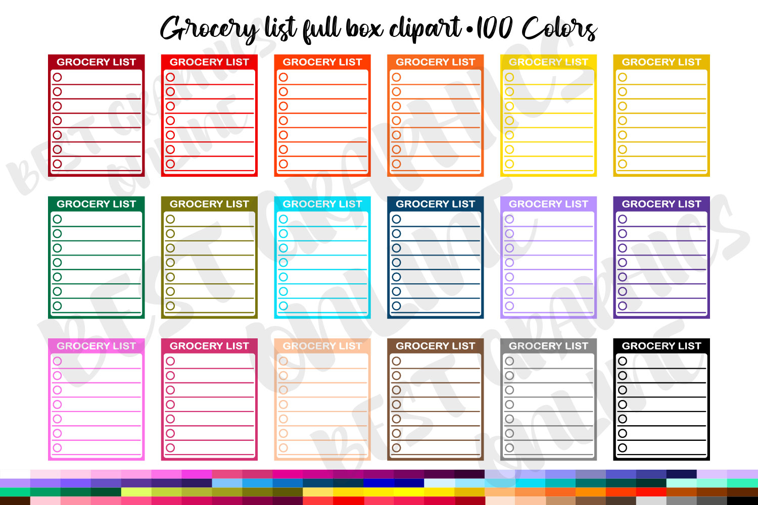 Meal Planner Stickers: Grocery List Planner Stickers Clipart