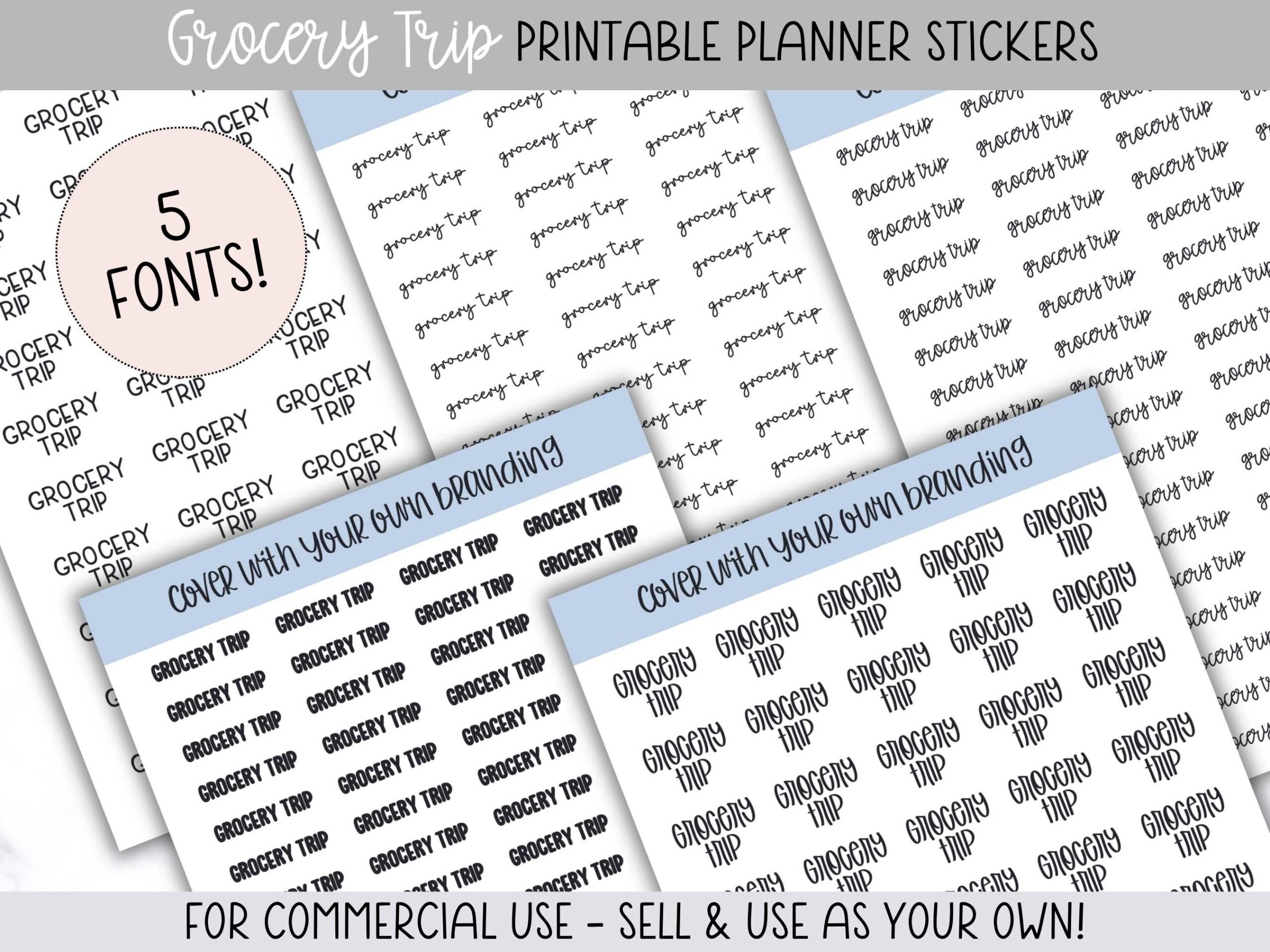 Meal Planner Stickers: Grocery Trip Printable Planner Stickers
