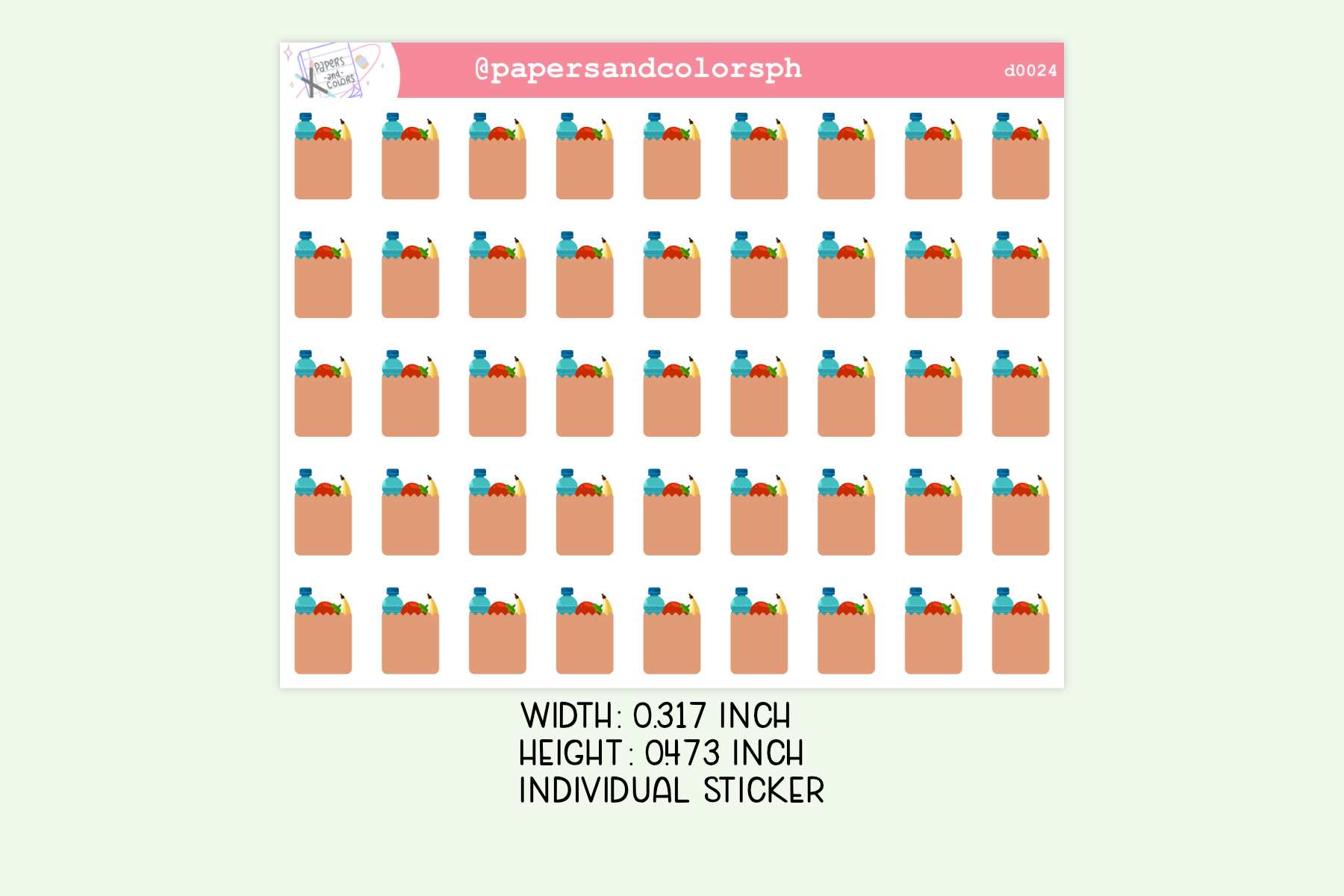 Meal Planner Stickers: Grocery Bag Planner Sticker Sheet