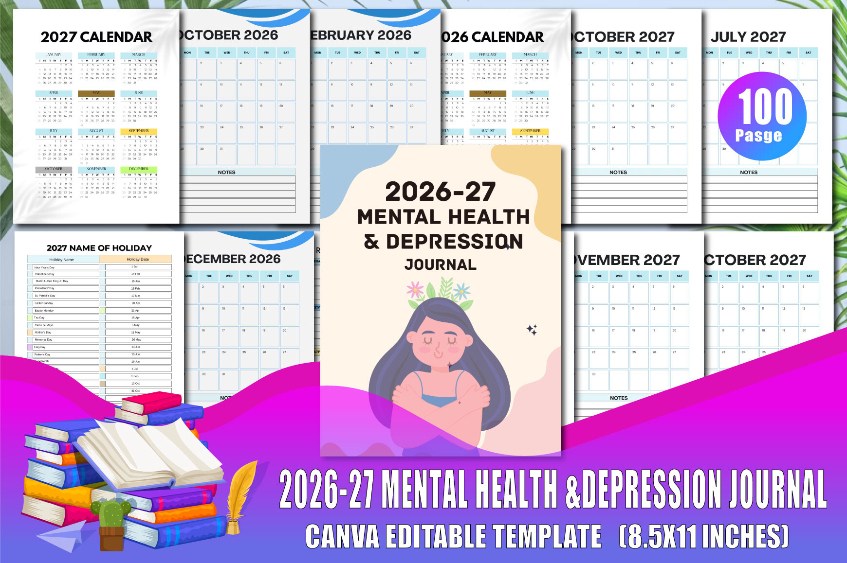 medication tracker: A Medication Tracker Inside a 2026–2027 Canva Journal original product preview