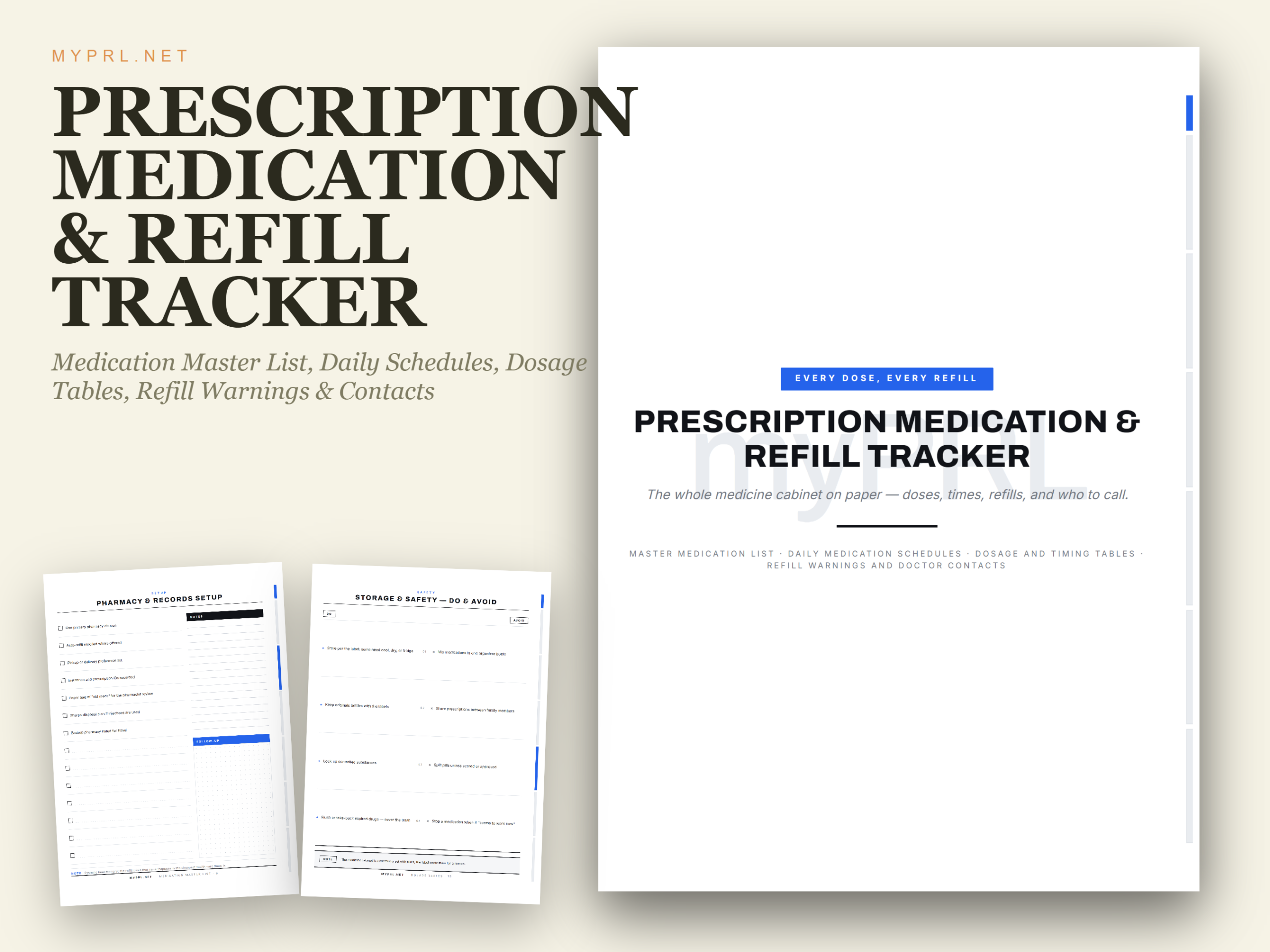 medication tracker: A Hyperlinked Medication and Refill Record System original product preview