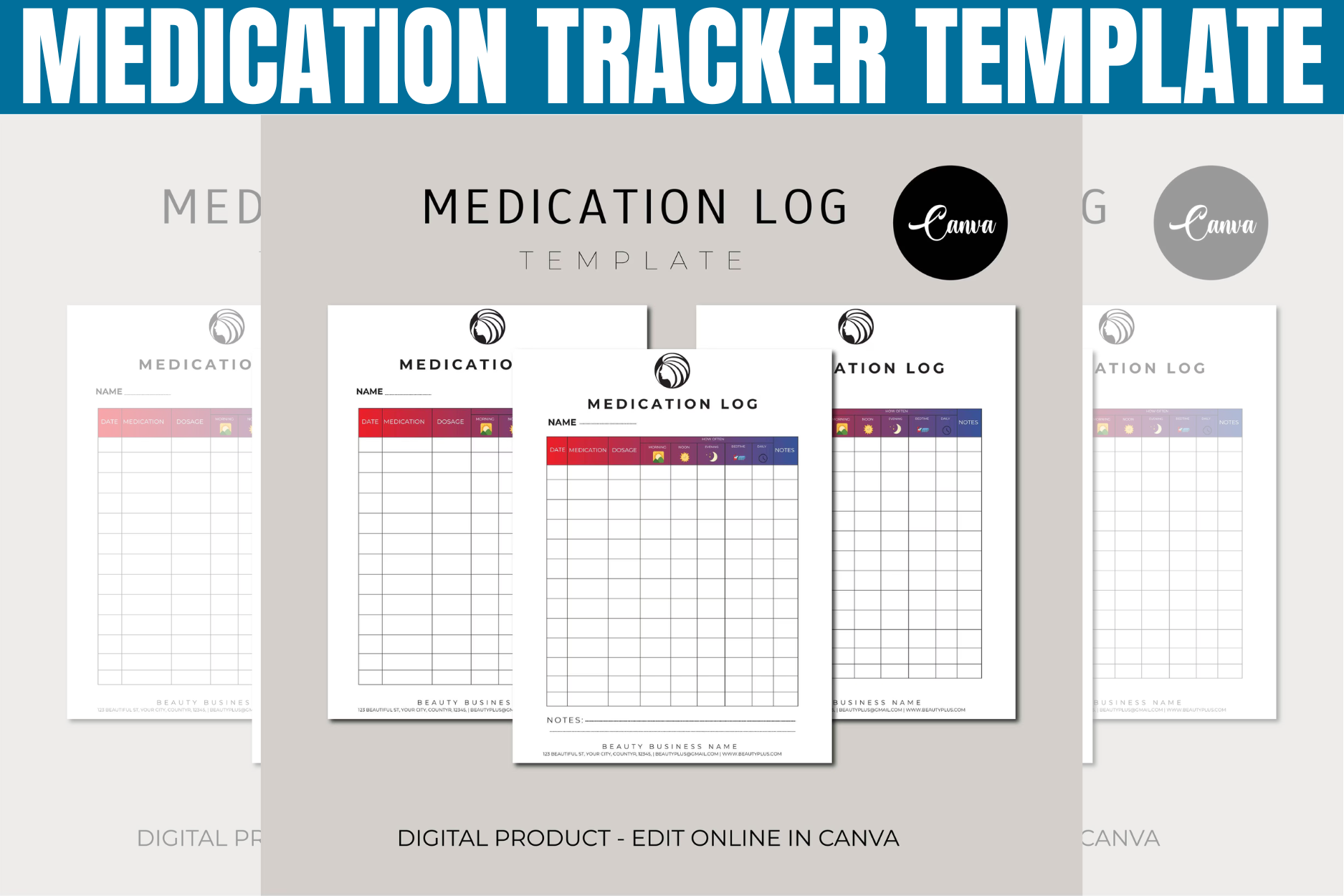 medication tracker: A Canva Medication Log with Customizable Columns original product preview