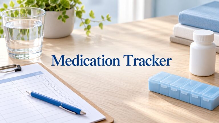 medication tracker with realistic themed planners and stationery