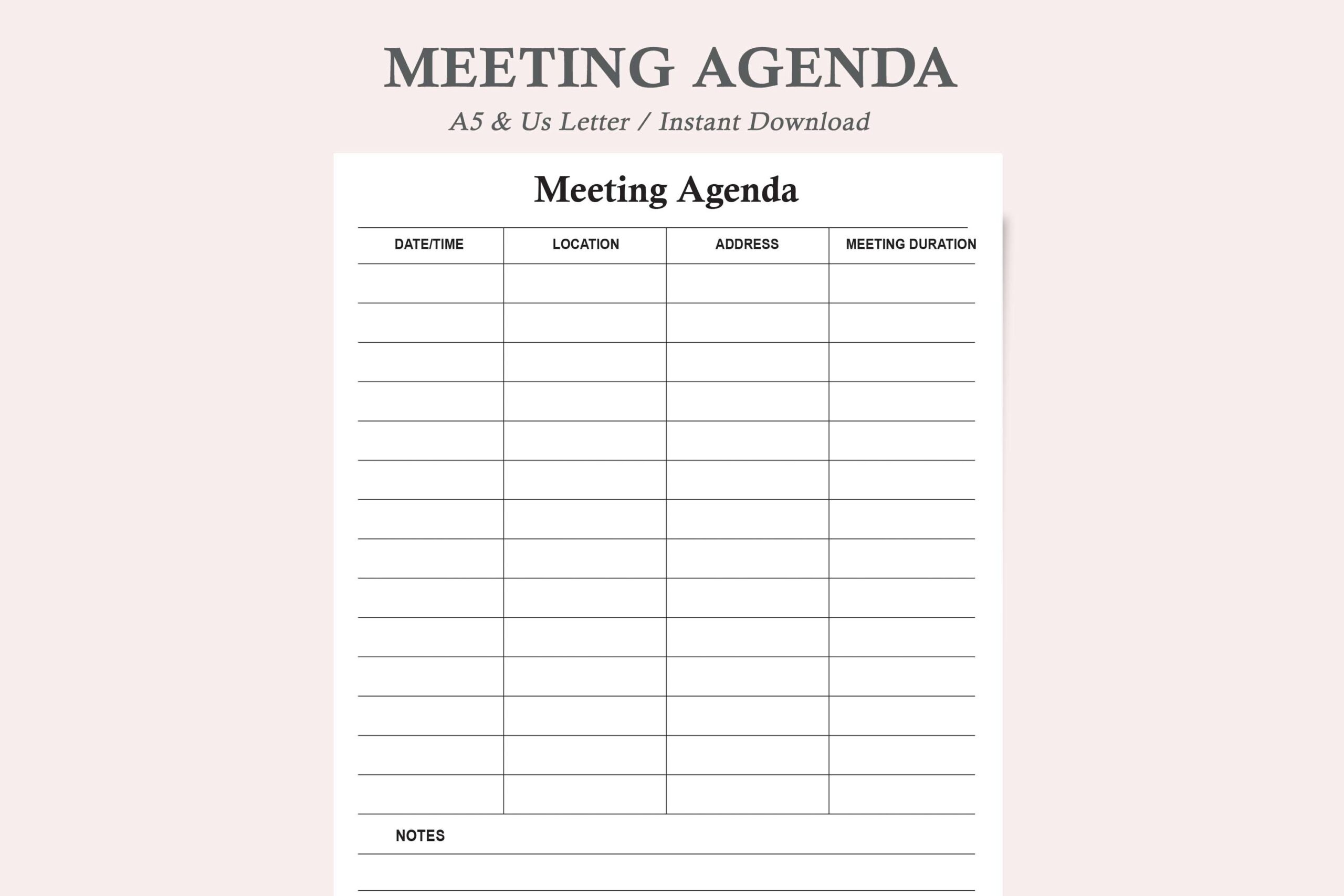 Meeting Notes: watercolortheme: Agenda and Follow-Up Sheet