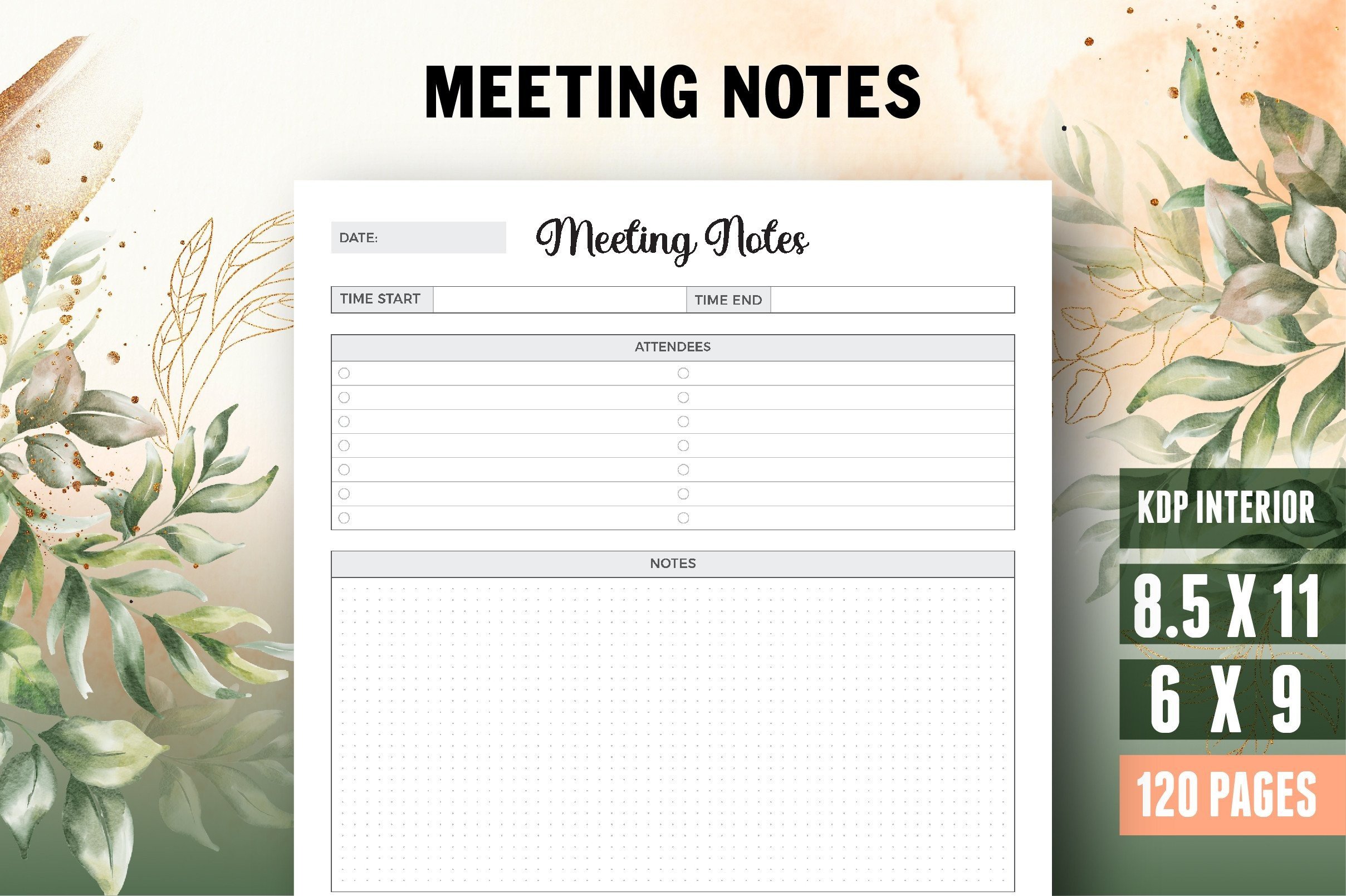 Meeting Notes: Vector Cafe: Meeting Notebook in Two Paper Sizes